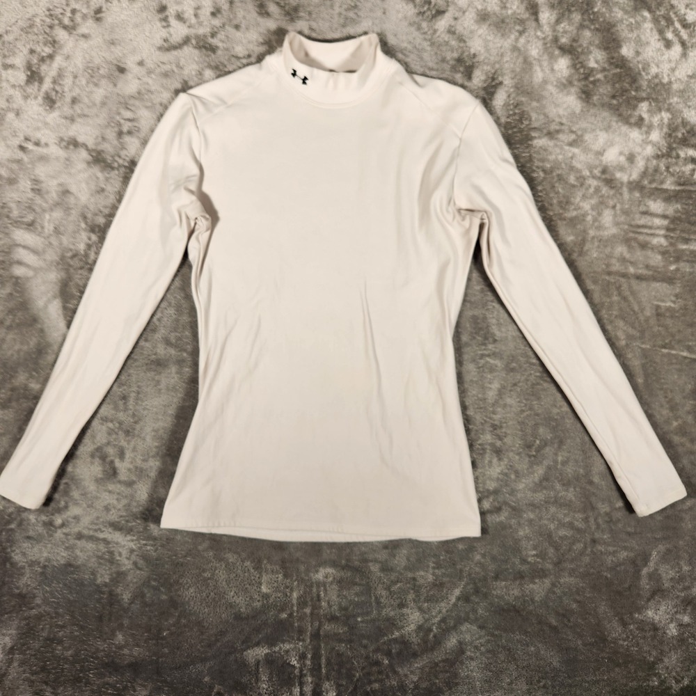 Under Armour Shirt Mens XL ColdGear VNHL717 White Mock Neck Compression EUC